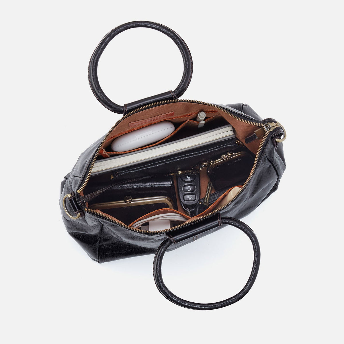 Sheila Medium Satchel In Perforated Leather - Ecru Daisy Perf | HOBO