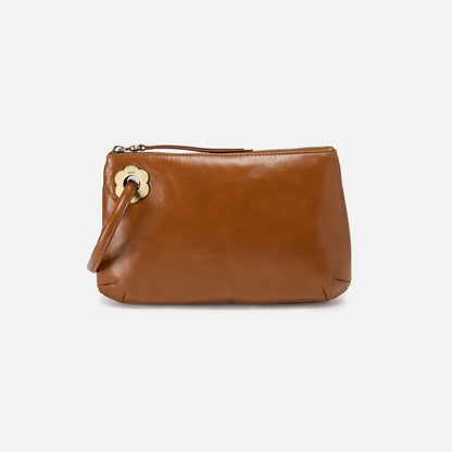 Daisy Daze Large Wristlet In Polished Leather - Truffle | HOBO