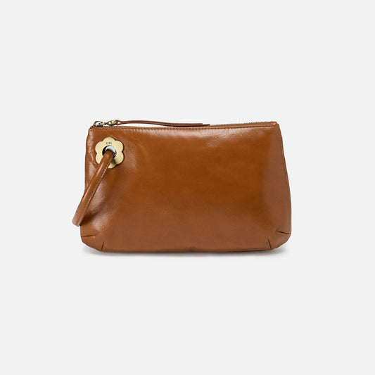 Daisy Daze Large Wristlet In Polished Leather - Truffle | HOBO