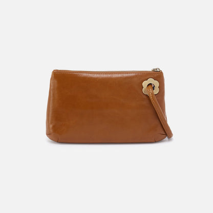 Daisy Daze Large Wristlet In Polished Leather - Truffle | HOBO