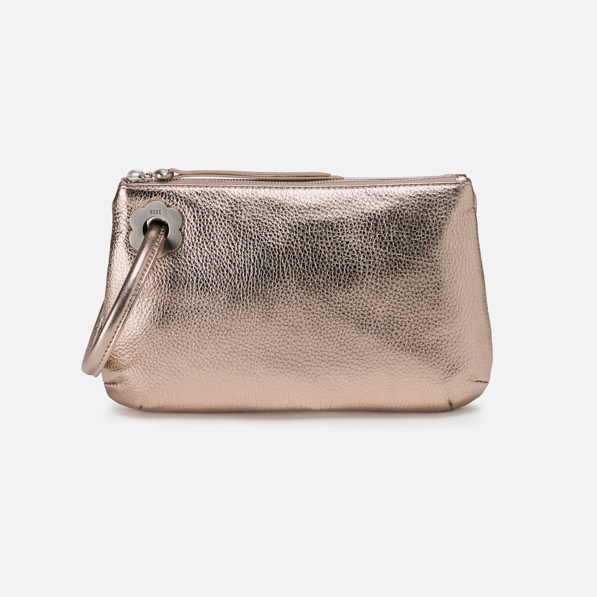 Daisy Daze Large Wristlet In Metallic Leather - Cameo Quartz | HOBO