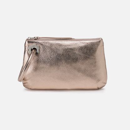 Daisy Daze Large Wristlet In Metallic Leather - Cameo Quartz | HOBO