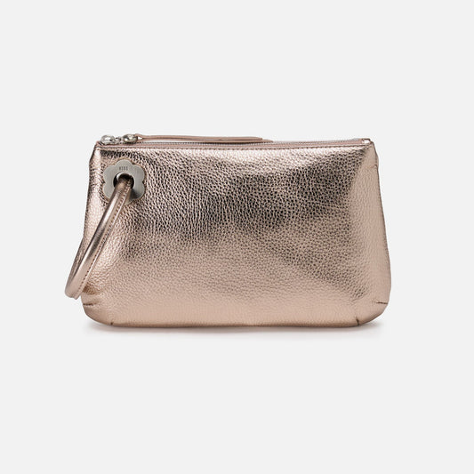 Daisy Daze Large Wristlet In Metallic Leather - Cameo Quartz | HOBO