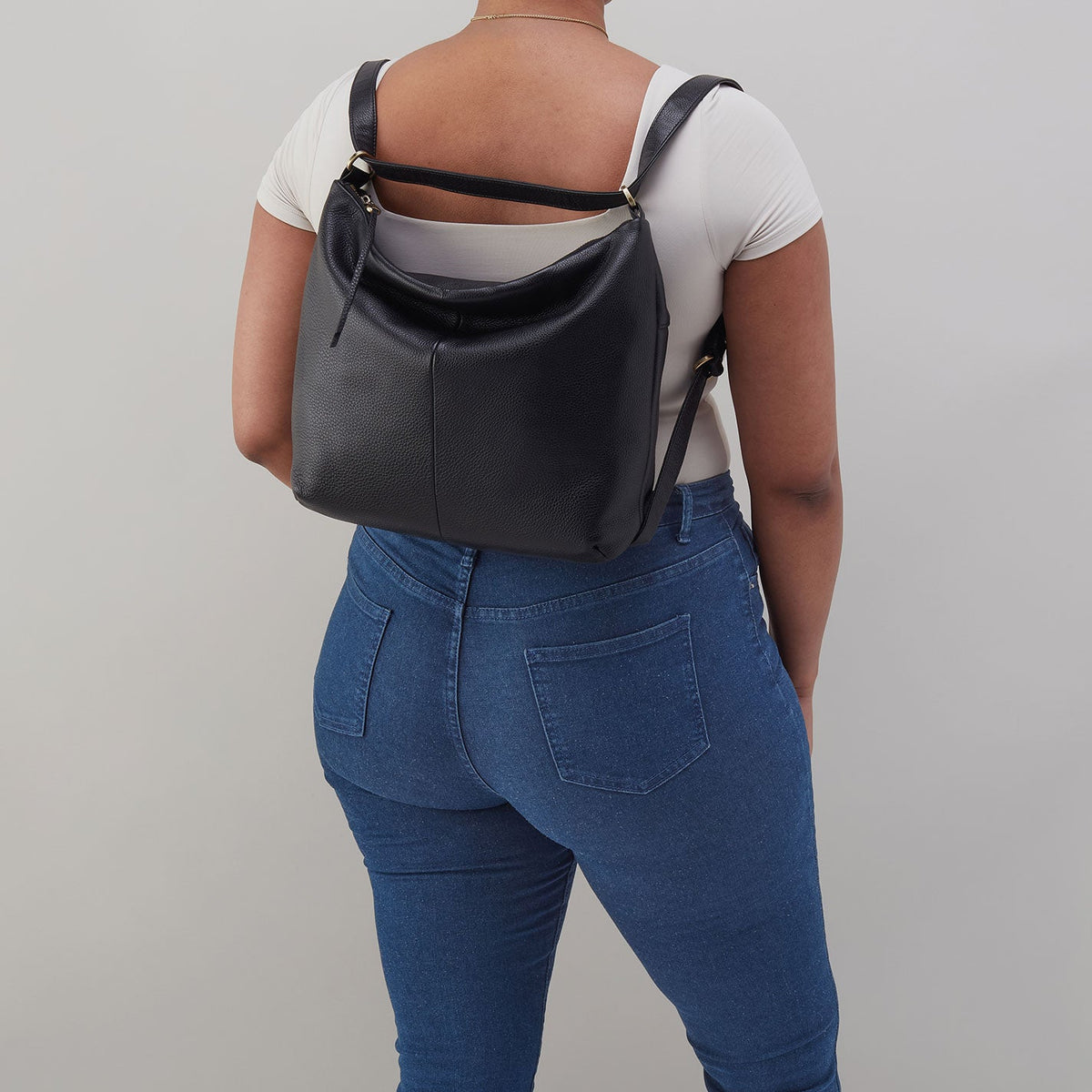 Emily Convertible Backpack In Pebbled Leather - Black | HOBO