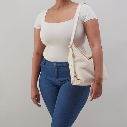 Emily Convertible Backpack In Pebbled Leather - Cream | HOBO
