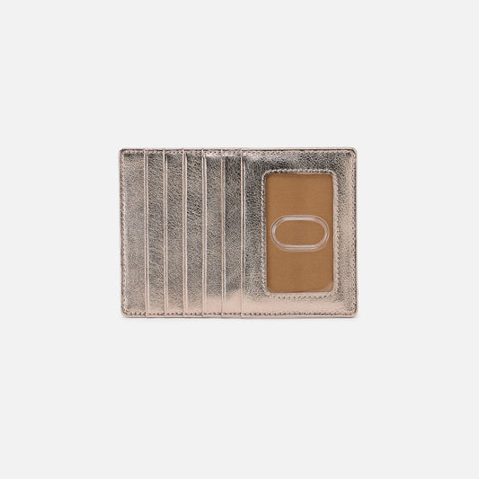 Euro Slide Card Case In Metallic Leather - Cameo Quartz | HOBO