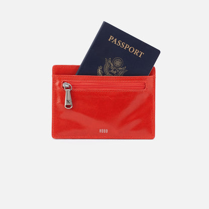 Euro Slide Card Case In Polished Leather - Grenadine | HOBO