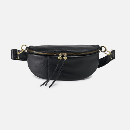 Hunter Medium Belt Bag In Pebbled Leather - Black | HOBO