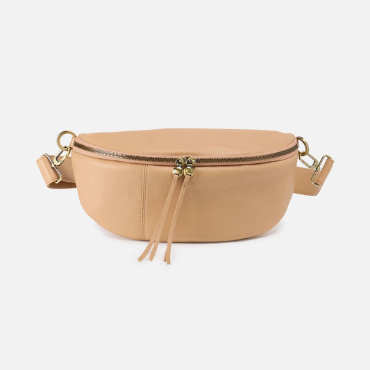 Hunter Medium Belt Bag In Pebbled Leather - Porcini | HOBO