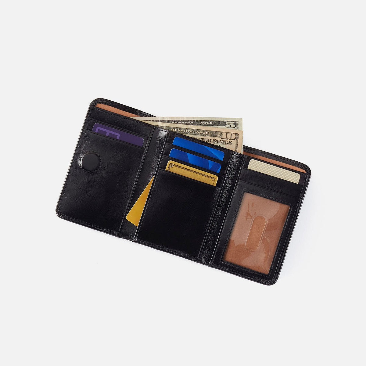 Jill Trifold Wallet In Buffed Leather - Whiskey | HOBO