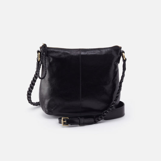 Lasso Medium Crossbody In Polished Leather - Black | HOBO