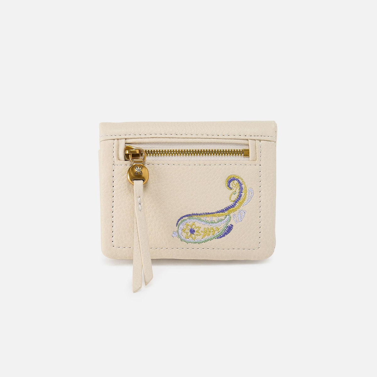 Lumen Mini Wallet In Pebbled Leather - Embroidered Birch | HOBO