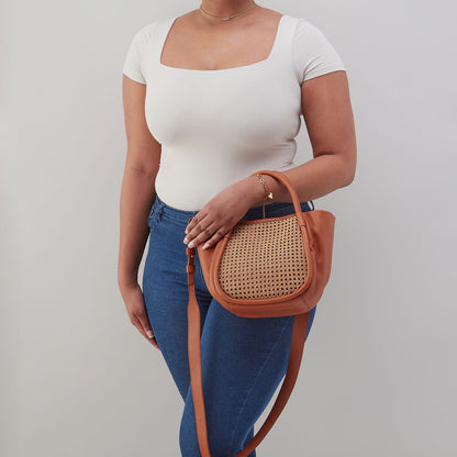 Margot Satchel In Pebbled Leather - Burnished Caramel Caning | HOBO