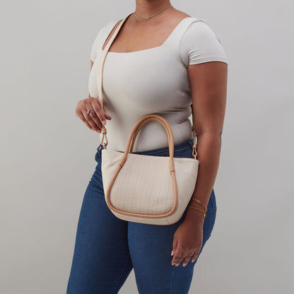 Margot Satchel In Pebbled Leather - Cream | HOBO