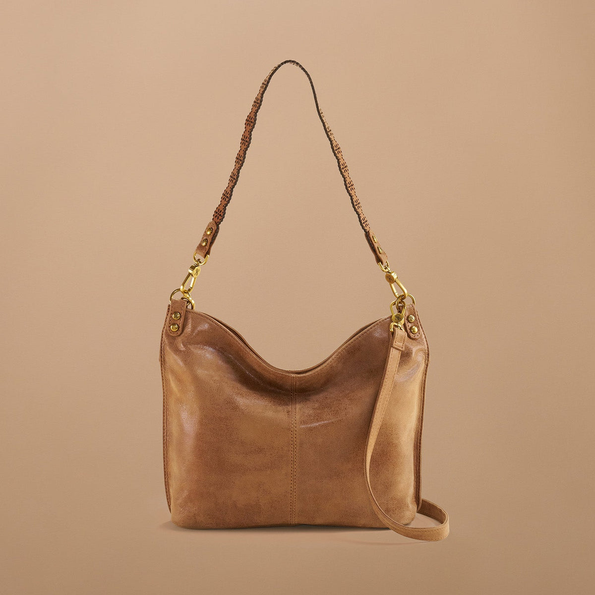 Pier Shoulder Bag In Buffed Leather - Whiskey | HOBO