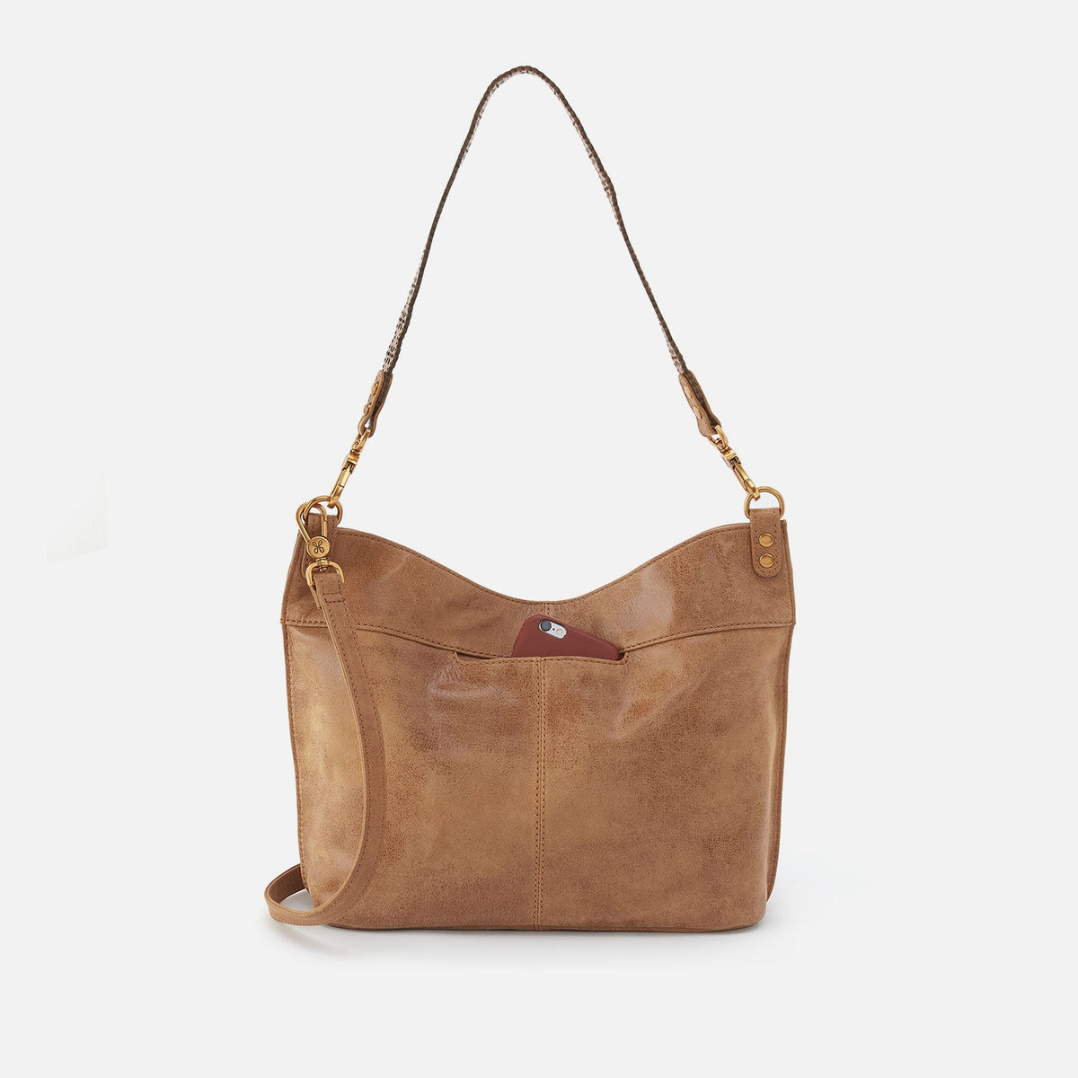 Pier Shoulder Bag In Buffed Leather - Whiskey | HOBO