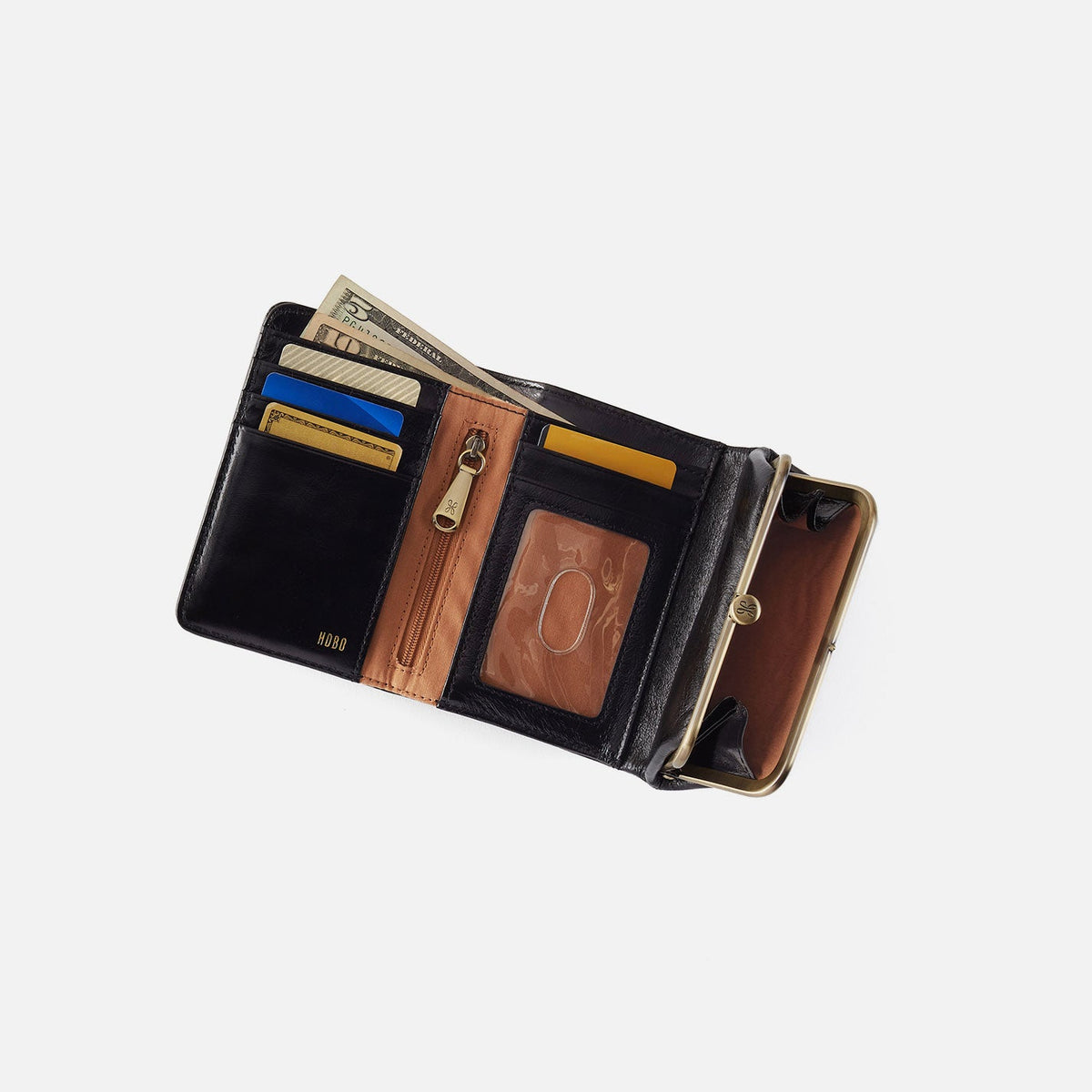 Robin Compact Wallet In Polished Leather - Grenadine | HOBO
