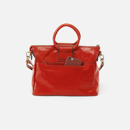Sheila Medium Satchel In Polished Leather - Grenadine | HOBO
