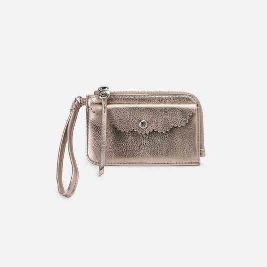 Tabby Card Wristlet In Metallic Leather - Cameo Quartz | HOBO