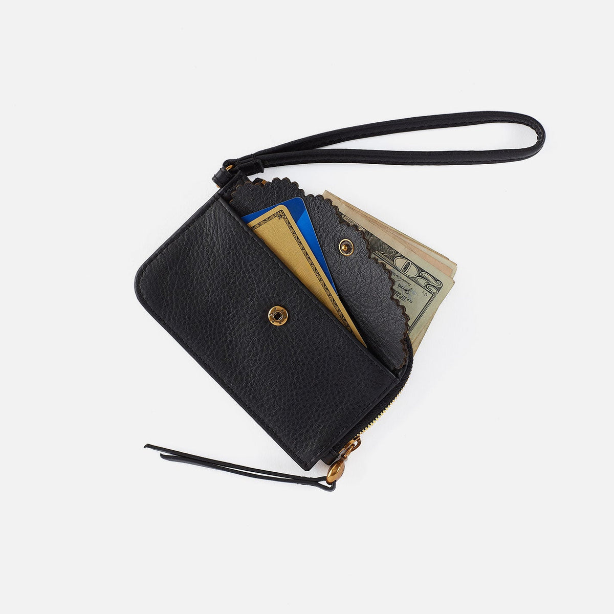 Tabby Card Wristlet In Metallic Leather - Cameo Quartz | HOBO