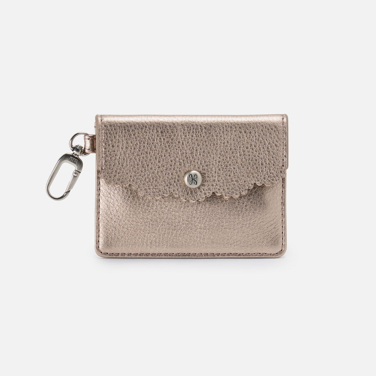Tabby Flap Card Case In Metallic Leather - Cameo Quartz | HOBO