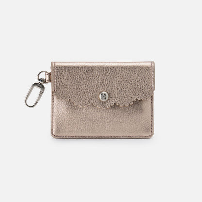 Tabby Flap Card Case In Metallic Leather - Cameo Quartz | HOBO