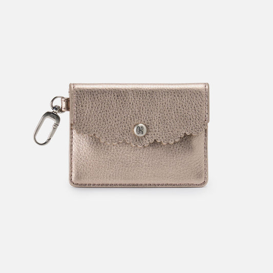 Tabby Flap Card Case In Metallic Leather - Cameo Quartz | HOBO