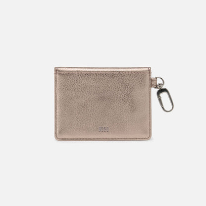 Tabby Flap Card Case In Metallic Leather - Cameo Quartz | HOBO