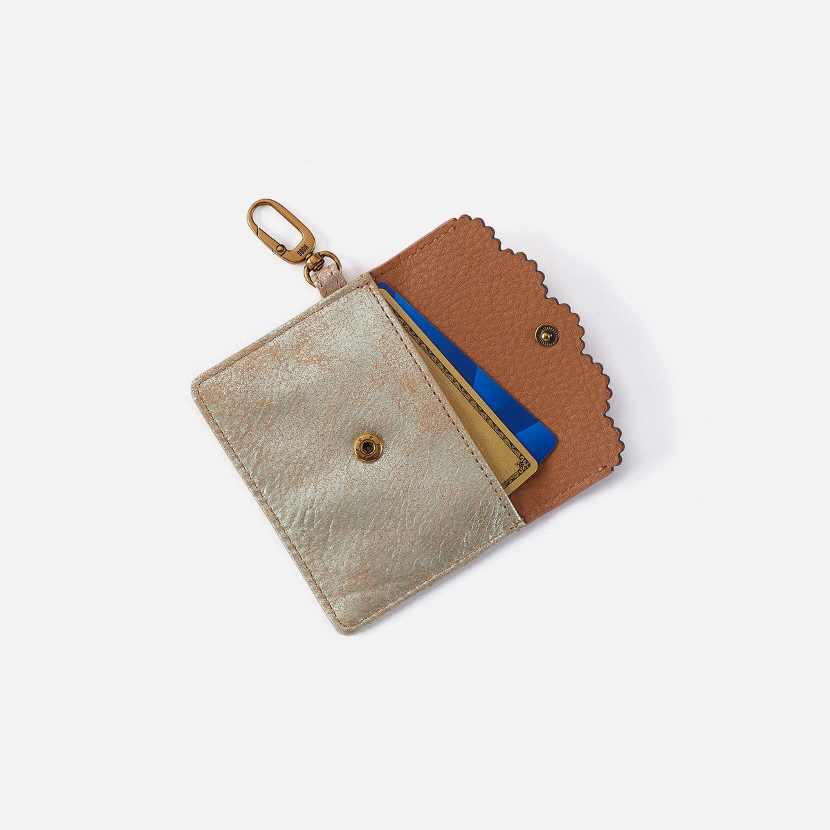 Tabby Flap Card Case In Metallic Leather - Saddle Stardust | HOBO