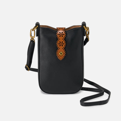 Tabby Phone Crossbody In Pebbled Leather - Black | HOBO