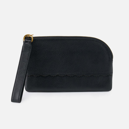 Tabby Wristlet In Pebbled Leather - Black | HOBO