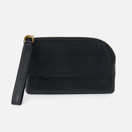 Tabby Wristlet In Pebbled Leather - Black | HOBO