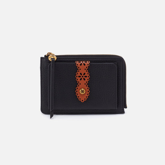 Tabby Zip Medium Wallet In Pebbled Leather - Black | HOBO