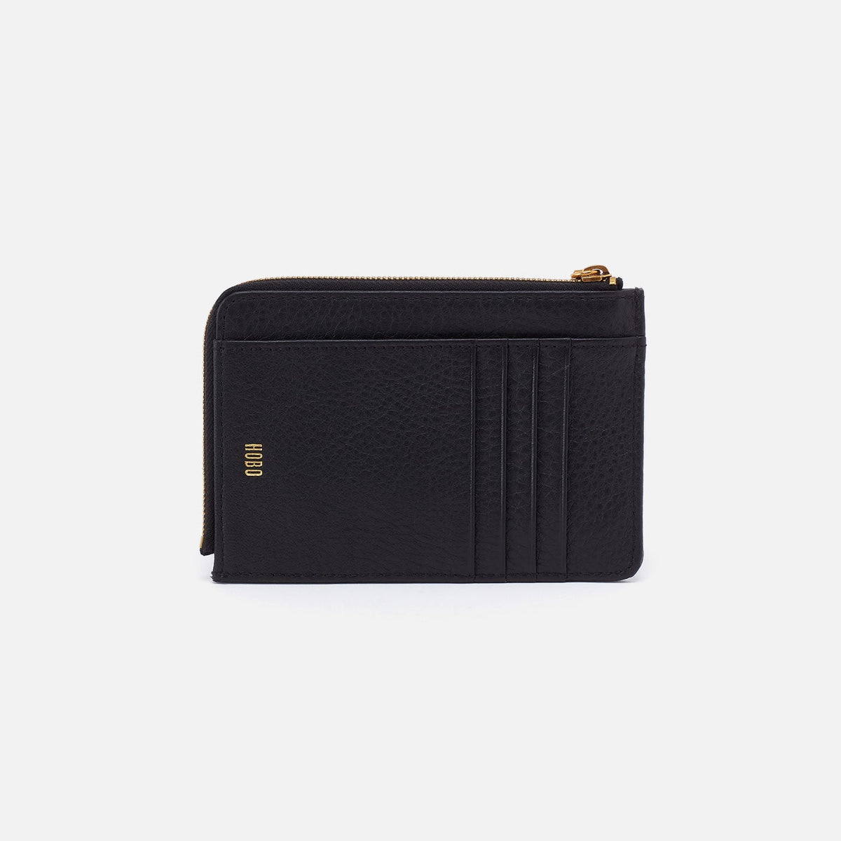Tabby Zip Medium Wallet In Pebbled Leather - Black | HOBO